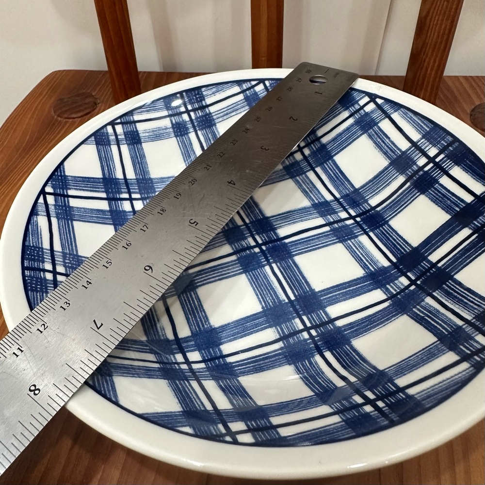 Set of 2 IKEA Churchill Blue Plaid Band Bowls Vintage Made in Great Britain - Picture 6 of 7